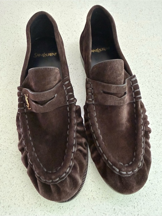 Saint Laurent Shoes - SAINT LAURENT YSL Le Loafer Brown Suede Penny Loafers Size EU 39 US 9